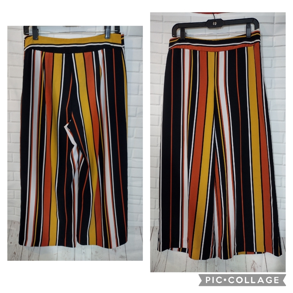 Cynthia Rowley Orange Black and Yellow Striped Pants Slacks